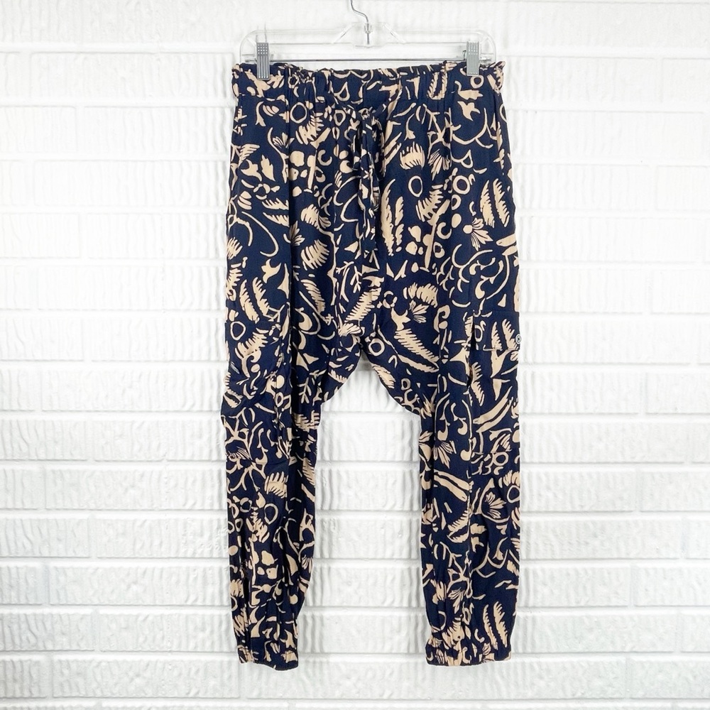 Anthropologie Hei Hei Navy Print High Rise Crop Harem Pants - Picture 4 of 11